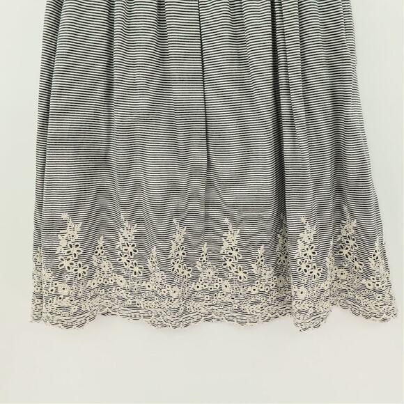 Women Skirt Small Blue Striped Floral Eyelet Bow Nautical Cottage Coquette - Picture 6 of 14